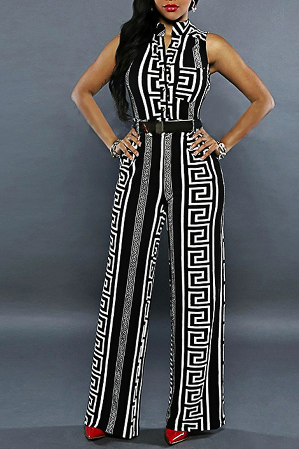 

Lovely Chic Print Black One-piece Jumpsuit