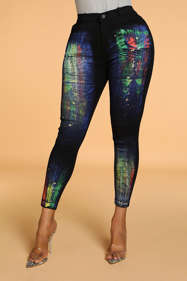 

Lovely Trendy Print Black Pants