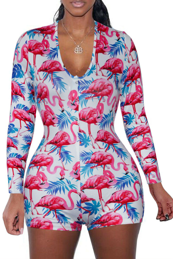 

Lovely Trendy Print White One-piece Romper