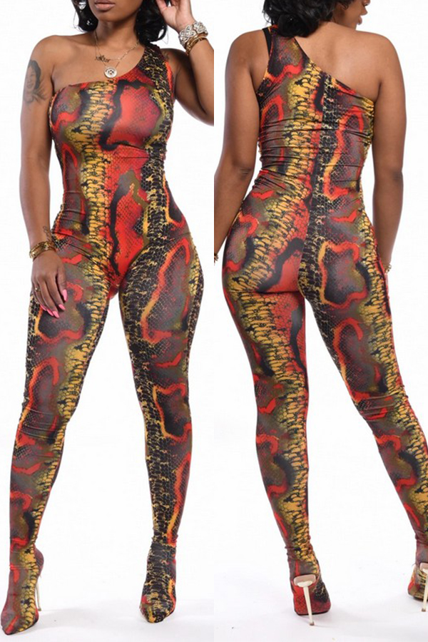 Lovely Casual One Shoulder One-piece Jumpsuit