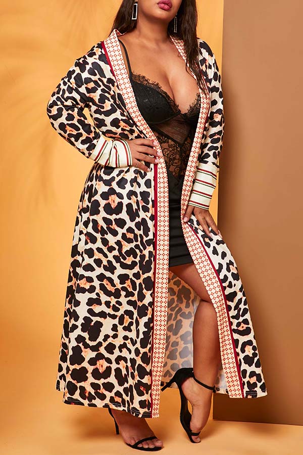 

Lovely Casual Leopard Plus Size Cardigan