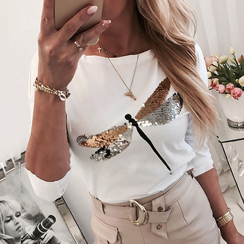 

Lovely Casual Patchwork White T-shirt