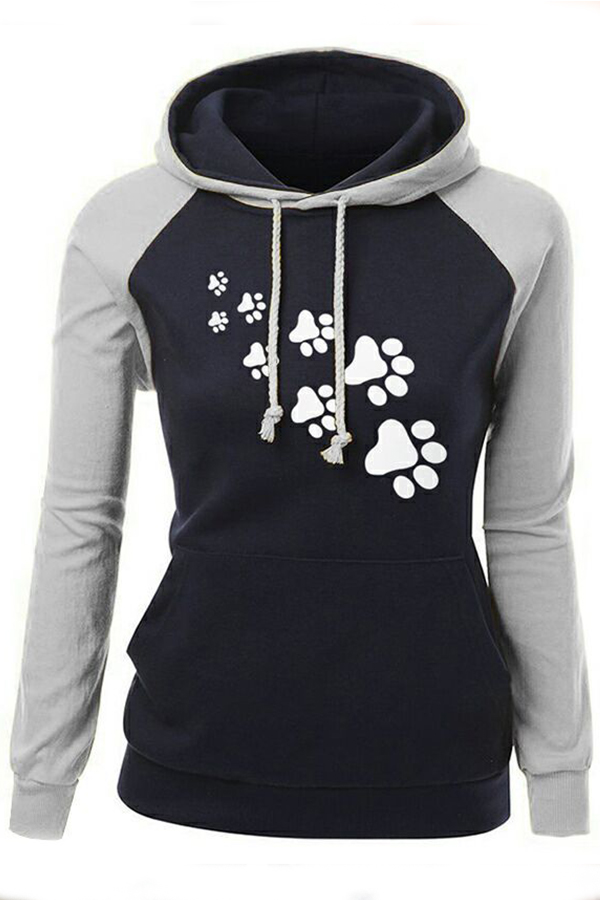 

Lovely Casual Print Grey Hoodie