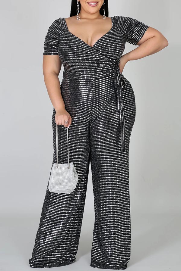 

Lovely Trendy Loose Black Plus Size One-piece Jumpsuit