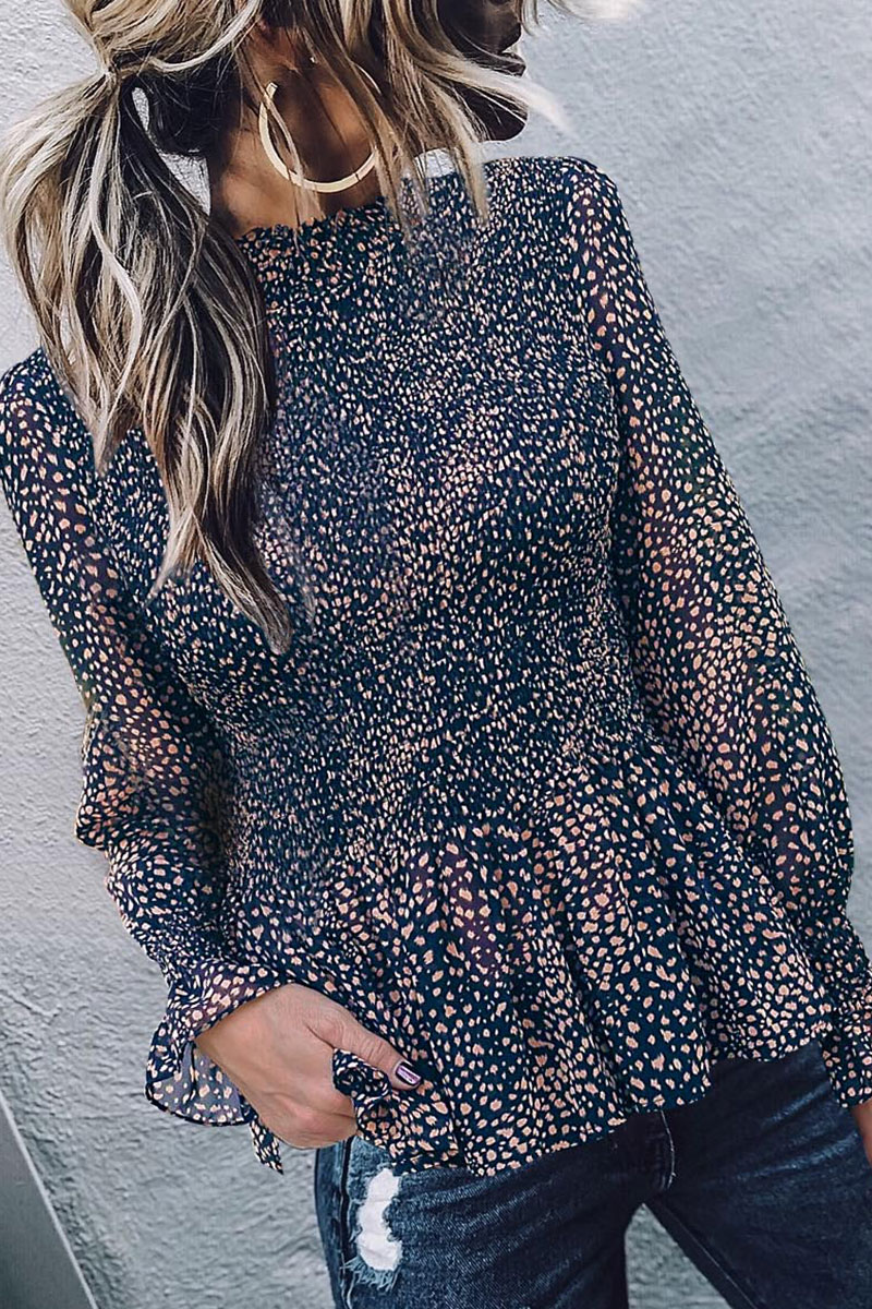 

Lovely Dot Print Black Blouse