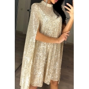 Lovely Party Cloak Design Apricot Knee Length Dres