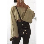 Lovely Casual Loose Khaki Sweater