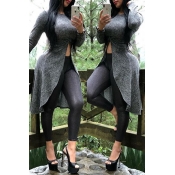 Lovely Casual Asymmetrical Grey Blouse