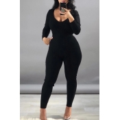 Lovely Casual Skinny Black One-piece Jumpsuit