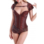 Lovely Trendy Patchwork Coffee Corsets