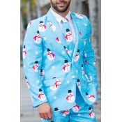 Lovely Christmas Day Print Baby Blue Formal Wear