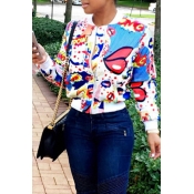 Lovely Casual Print Multicolor Coat
