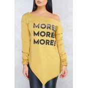 Lovely Casual Letter Yellow Blouse