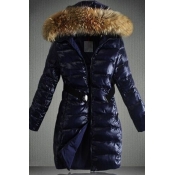 Lovely Casual Hooded Collar Royal Blue Coat