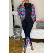 Lovely Casual Print Blue Two-piece Pants Set