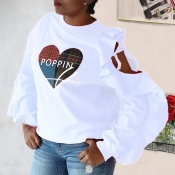 Lovely Leisure Heart White Hoodie