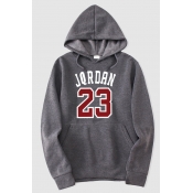 Lovely Casual Hooded Collar Letter Dark Grey Hoodie