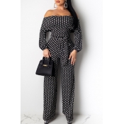 Lovely Casual Dot Print White One-piece Jumpsuit