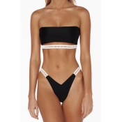 Lovely High-Leg Black Two-piece Swimsuit