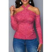 Lovely Leisure Hollow-out Pink Blouse