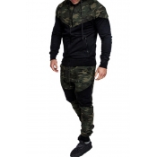 Lovely Casual Patchwork Green Two-piece Pants Set