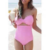 Lovely Hollow-out Pink One-piece Swimsuit