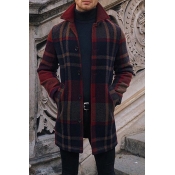 Lovely Casual Plaid Black And Red Coat