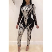 Lovely Trendy Patchwork Silver One-piece Jumpsuit