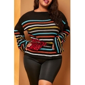 Lovely Chic Striped Plus Size Sweater