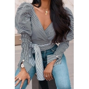 Lovely Casual Striped Black And White Blouse