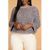 Lovely Casual O Neck Grey Sweater
