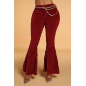 Lovely Casual Flared Wine Red Pants