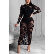 Lovely Party Lace Patchwork Black Ankle Length Dre