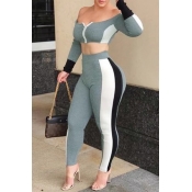 Lovely Casual Patchwork Grey Two-piece Pants Set