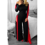 Lovely Trendy Side High Slit Black One-piece Jumps