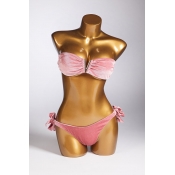 Lovely Patchwork Pink Two-piece Swimsuit