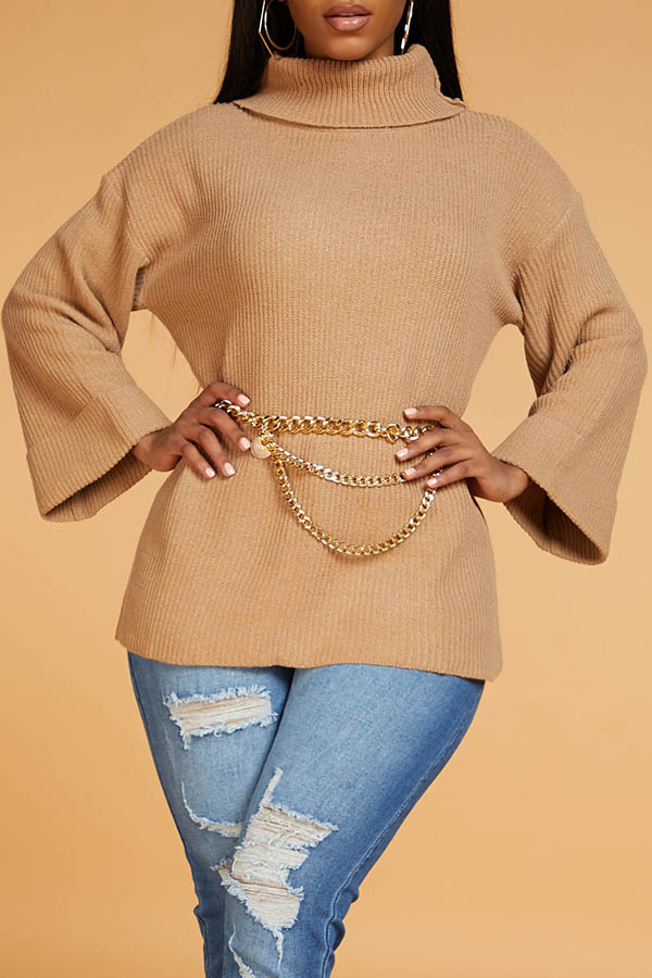 khaki turtleneck
