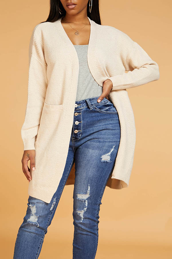 

Lovely Casual Loose Apricot Cardigan