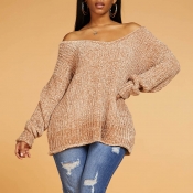 Lovely Casual Loose Khaki Sweater
