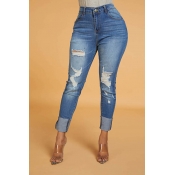 Lovely Chic Hollow-out Blue Jeans