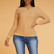 Lovely Casual O Neck Khaki Sweater