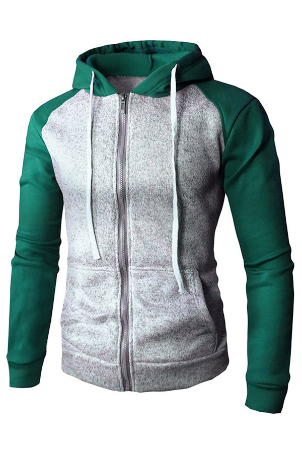 

Lovely Casual Hooded Collar Patchwork Green Hoodie