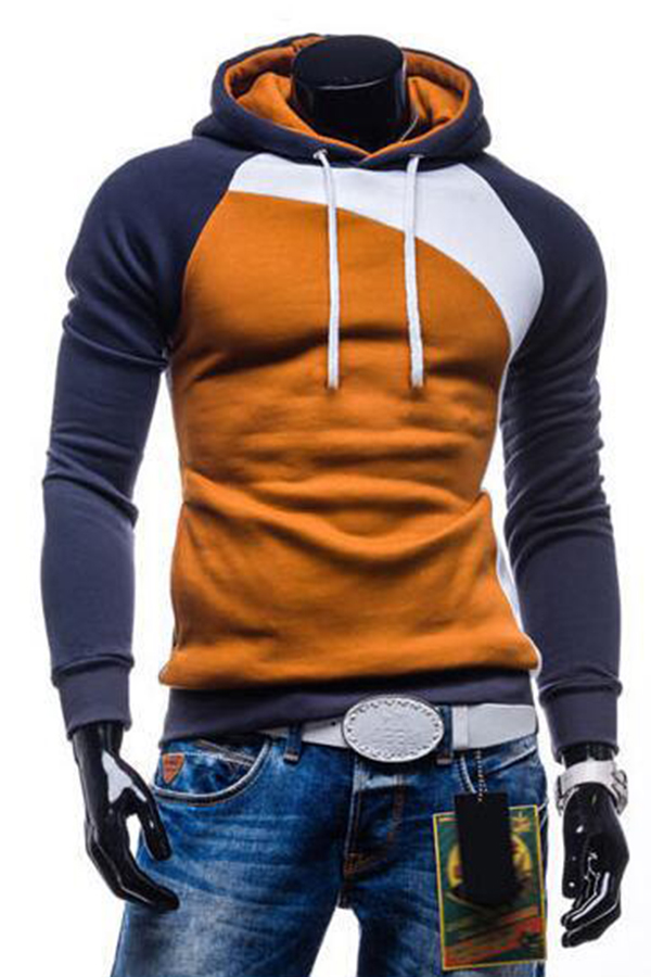 

Lovely Casual Hooded Collar Patchwork Light Tan Hoodie