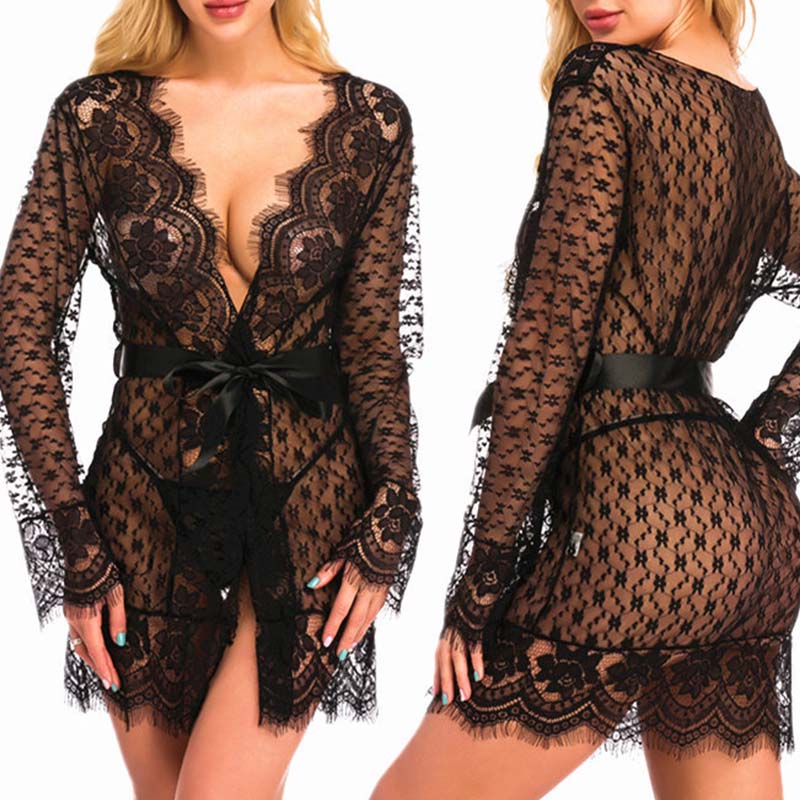 

Lovely Sexy V Neck Black Babydolls