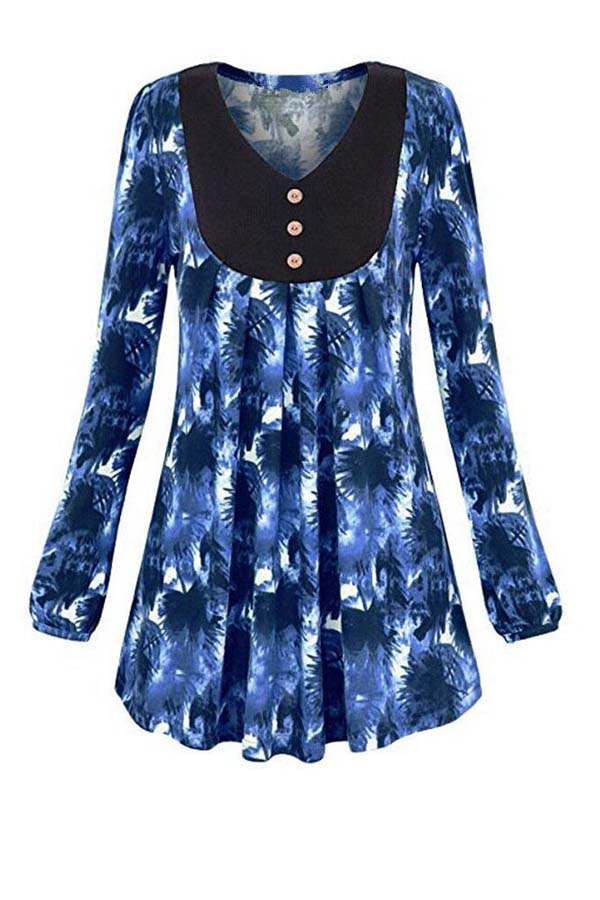 

Lovely Casual Print Blue Plus Size T-shirt