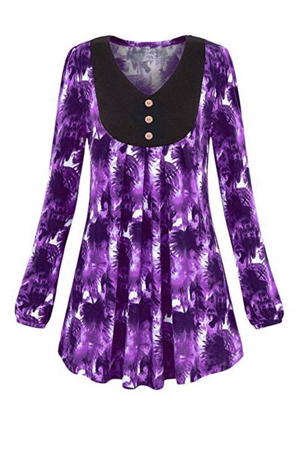 

Lovely Casual Print Purple Plus Size T-shirt