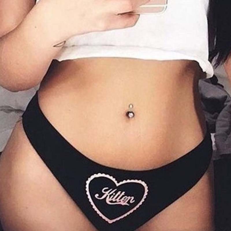 

Lovely Sexy Basic Print Black Panties