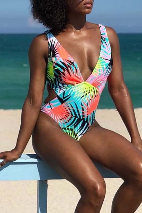 

Lovely Hollow-out Multicolor One-piece Swimwear, Multi