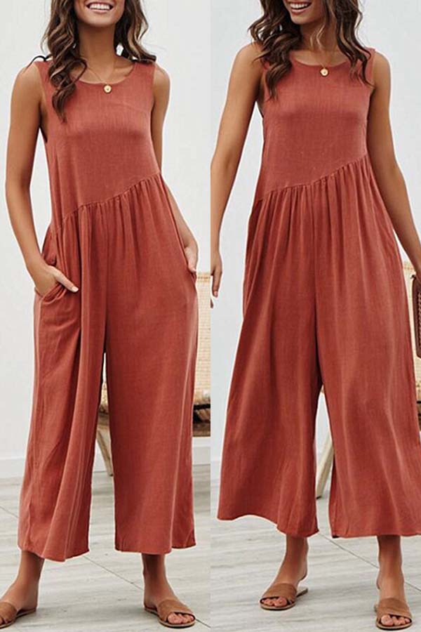 

Lovely Casual Drape Design Loose Purplish Red One-piece Jumpsuit