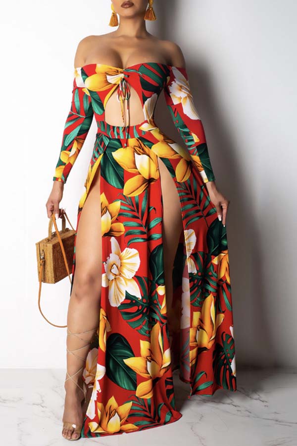 

Lovely Sweet Print Light Green Maxi Dress
